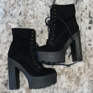 Bamboo brand black platform boots